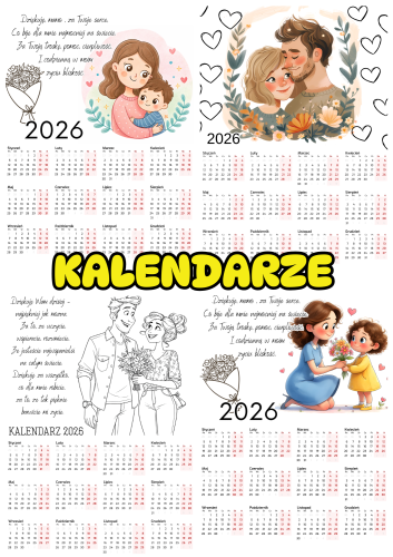 Kalendarze Kolorowe oraz Biało- Czarne 2026 - Dzień Mamy i Taty / Dzień Rodziny