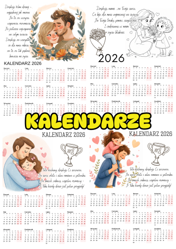 Kalendarze Kolorowe oraz Biało- Czarne 2026 - Dzień Mamy i Taty / Dzień Rodziny 
