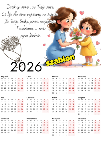 Kalendarze Kolorowe oraz Biało- Czarne 2026 - Dzień Mamy i Taty / Dzień Rodziny  