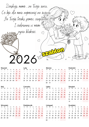 Kalendarze Kolorowe oraz Biało- Czarne 2026 - Dzień Mamy i Taty / Dzień Rodziny   