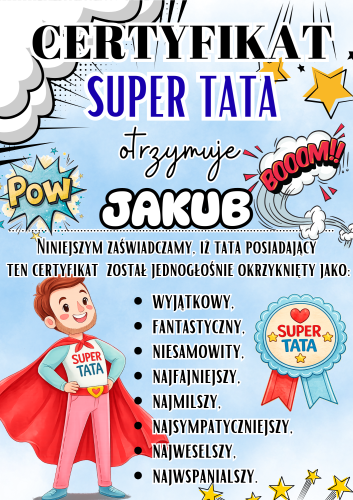 Certyfikat Super Taty z możliwością edycji - Dzień Mamy 