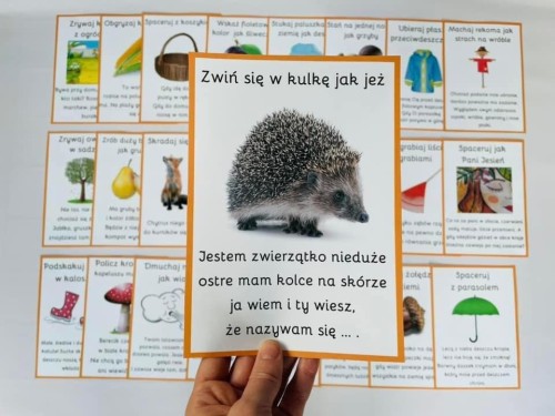 Jesień - Jesienne Karty Ruchowe z Zagadkami