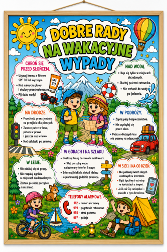 Dobre Rady Na Wakacyjne Wypady   - Plakat  ( wzór 2 ) Kolorowy  XXL  
