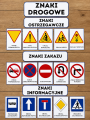 Znaki Drogowe - Plansze z ilustracjami i napisami   