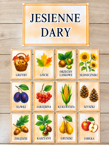 Dary Jesieni - Plansze z ilustracjami i napisami