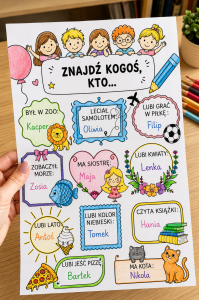 Znajdź Kogoś Kto... ( plansza do wypełnienia )