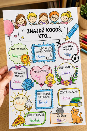 Znajdź Kogoś Kto... ( plansza do wypełnienia )