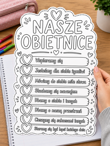 Nasze Obietnice - Wklejka A4 Czarno-Biała