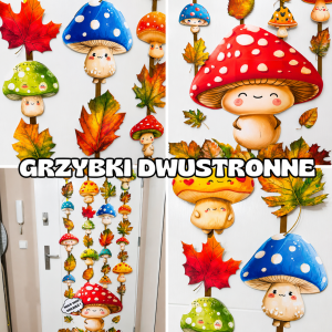 Grzybki - Jesienne Dwustronne Dekoracje na Drzwi/ Okna -Jesień