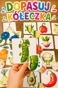 Dopasuj kółeczka  / Zabawa w detektywa - Owoce i Warzywa  