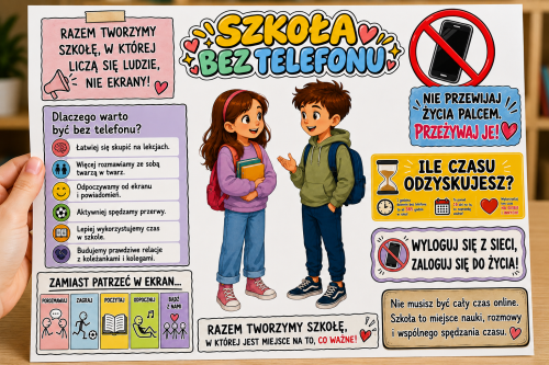 Szkoła Bez Telefonu - Wklejka Kolorowa A4