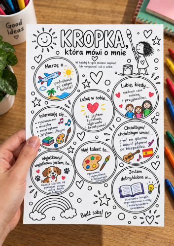 Kropka Która Mówi o Mnie - Plansza A4 ( czarno-biała )
