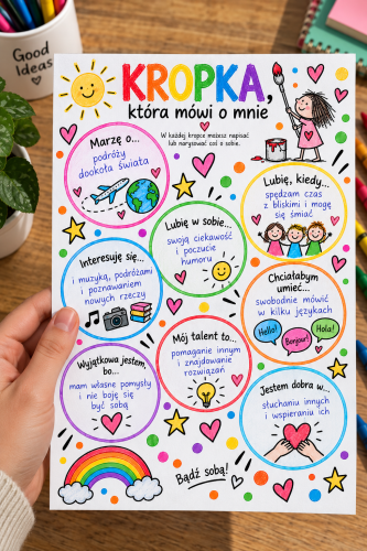 Kropka Która Mówi o Mnie - Plansza A4 ( Kolorowa )  