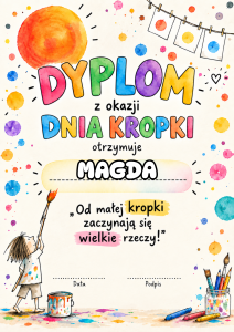 Dzień Kropki - Dyplom z możliwością edycji ( wzór 4) 