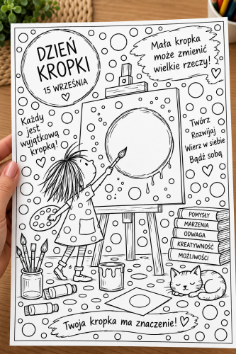 Dzień Kropki- Kolorowanka A4 ( wzór 3)  