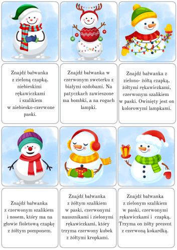  Znajdź Bałwanka Według Opisu