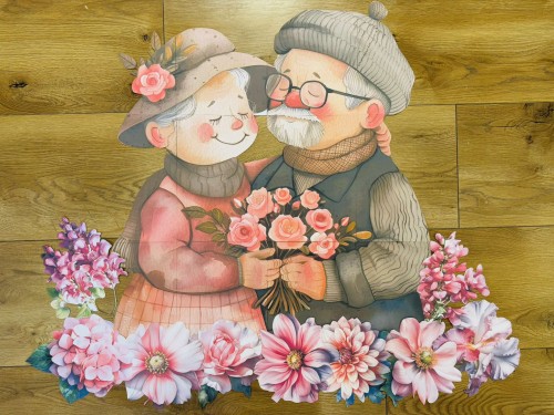 Dzień Babci i Dziadka- Ilustracja/ Dekoracja (z kwiatami) 