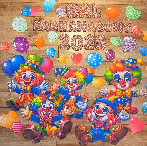Bal Karnawałowy / Karnawał - Dekoracje Klauny+ Napis