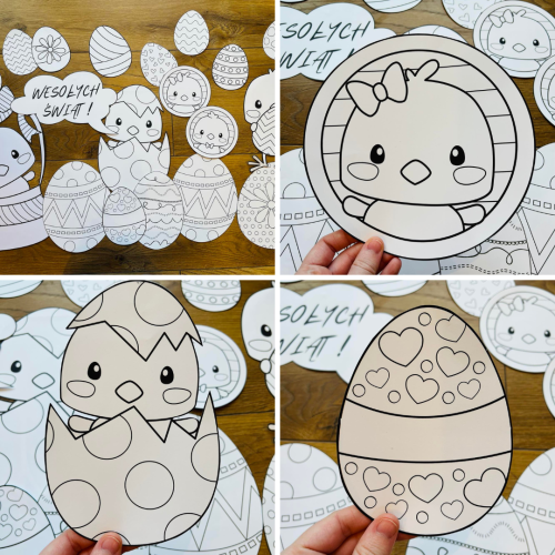 Wielkanoc - Biało Czarne Dekoracje  Dwustronne-  Pisanki