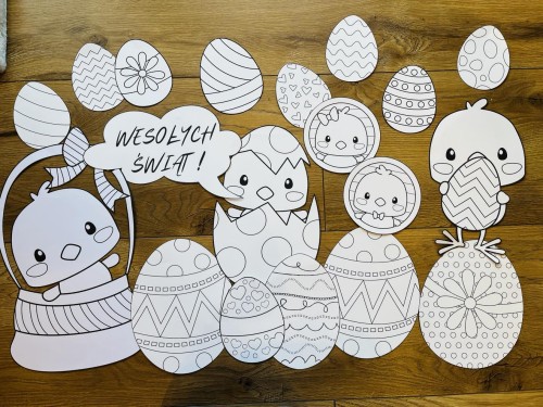 Wielkanoc - Biało Czarne Dekoracje  Dwustronne-  Pisanki