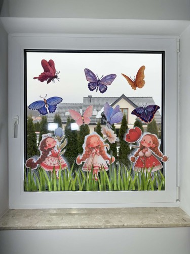 Wiosna- Dziewczynki Dekoracje Dwustronne  z motylami