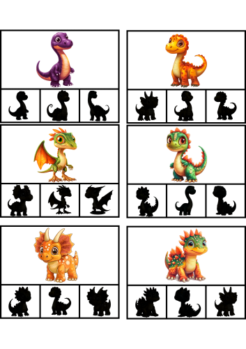 Dzień Dinozaura - Znajdź odpowiedni Cień Dinozaura