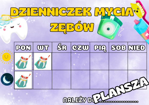Dzień Dentysty - Dzienniczek Mycia Zębów