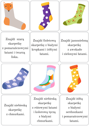 Dzień Kolorowej Skarpetki- Znajdź Skarpetkę według opisu