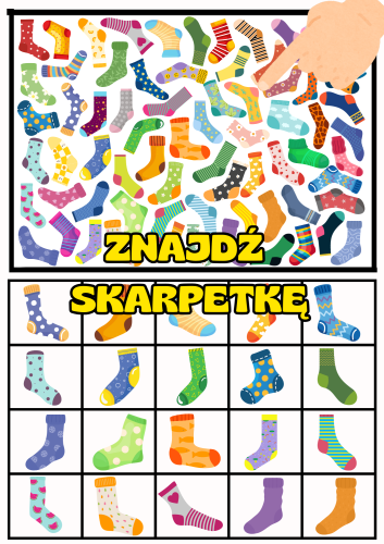 Dzień Kolorowej Skarpetki- Znajdź Skarpetkę na Planszy 