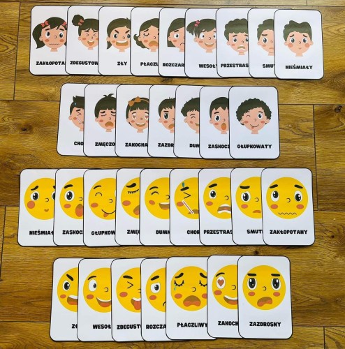 Emocje i Uczucia- Karty z ilustracjami i napisami- Wersja Polska