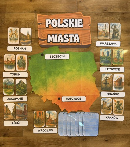 Mapa XXL  z miastami w Polsce - Dzień Niepodległości / Święto Konstytucji 3 Maja / Polska