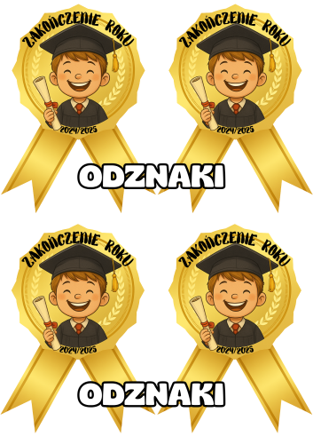 Lato/ Zakończenie Roku - Odznaki/ Medale wersja dla dziewczynki/ chłopaka