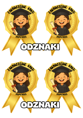 Lato/ Zakończenie Roku - Odznaki/ Medale wersja dla dziewczynki/ chłopaka 