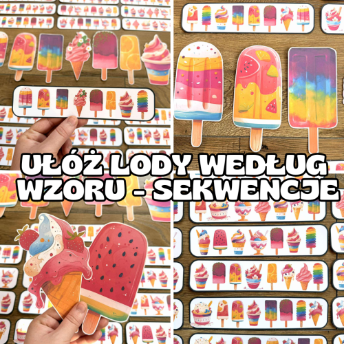 Lato - Lody - Sekwencje/ Ułóż według wzoru 