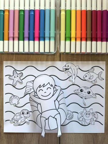 Lato - Dzieci Pływające 3D - Praca Plastyczna