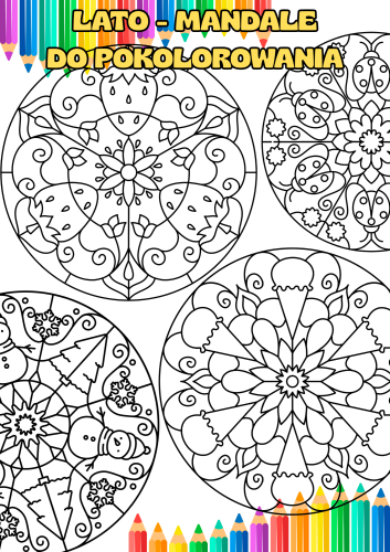 Lato oraz inne pory roku - Mandale do pokolorowania - Prace Plastyczne