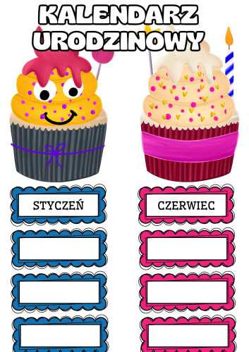Babeczki- Kalendarz Urodzinowy - Wersja PL 