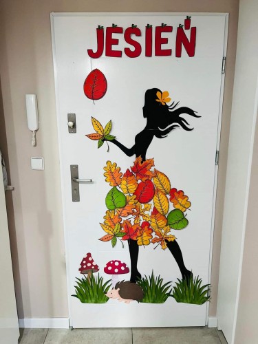 Jesień - Pani Jesień- Dekoracja na drzwi wersja PL i ANG 