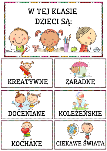 Jesień - W tej klasie/grupie/ sali/ świetlicy dzieci są- tabliczki z napisami ( wersja 1 )