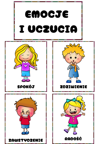 Emocje i Uczucia- Karty z ilustracjami i napisami PL 
