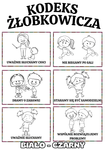 Jesień - Kodeks Żłobkowicza / Nasze Zasady- ilustracje z opisami wersja czarno-biała 