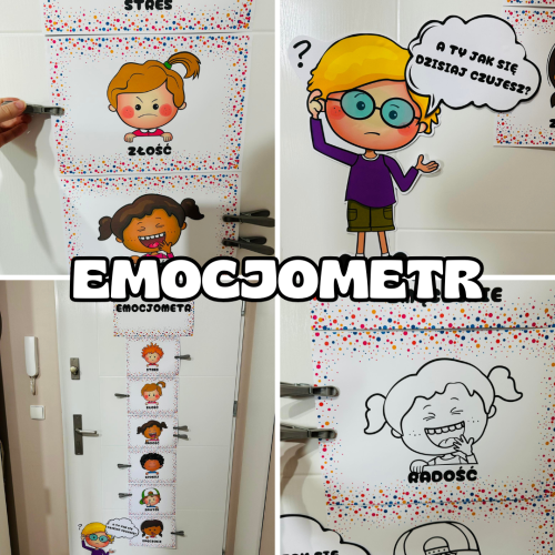 Emocjometr- zaznacz swoje emocje wersja z ilustracjami dzieci 