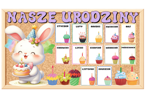 Urodziny- Zajączki - Grupowy Kalendarz  z możliwością edycji  