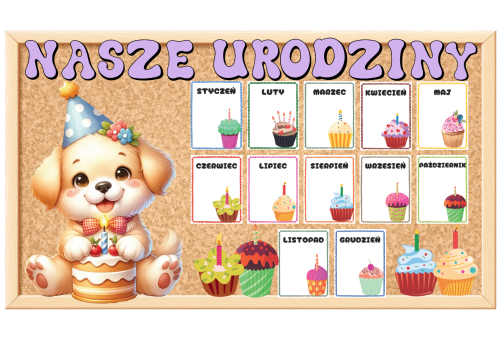 Urodziny- Pieski - Grupowy Kalendarz  z możliwością edycji    