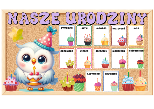 Urodziny- Sowy- Grupowy Kalendarz  z możliwością edycji   