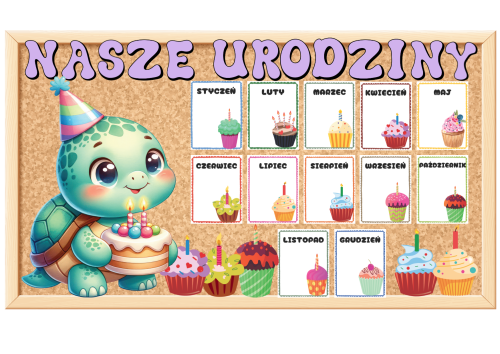 Urodziny- Żółwie- Grupowy Kalendarz  z możliwością edycji     