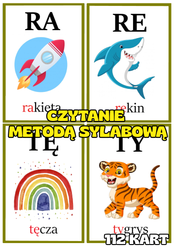 Czytanie Metodą Sylabową- Karty z Ilustracjami