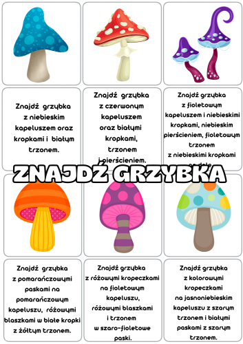 Grzybki- Znajdź na obrazku - opisy 