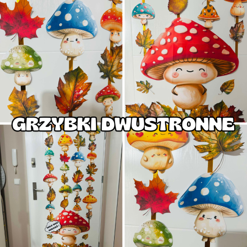 Grzybki/ Grzyby - Dwustronne Dekoracje na Drzwi/ Okna  
