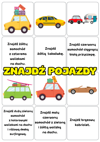 Znajdź Pojazd- obrazki z opisami 